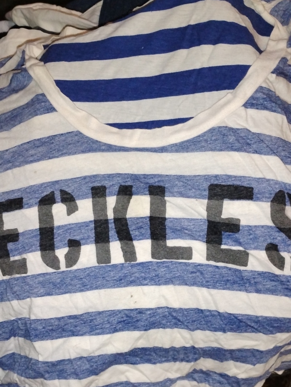Striped Blue and White Graphic Tank Top